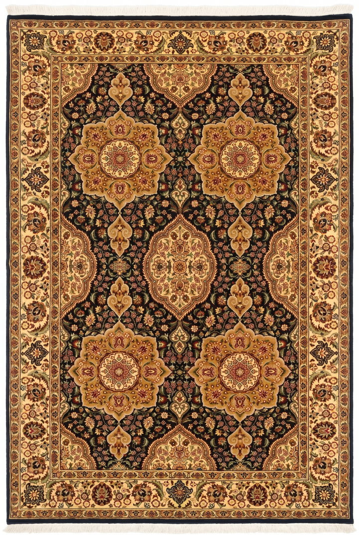 Gilded Star Medallion Tabriz, Hand-Knotted Pakistani Wool Rug