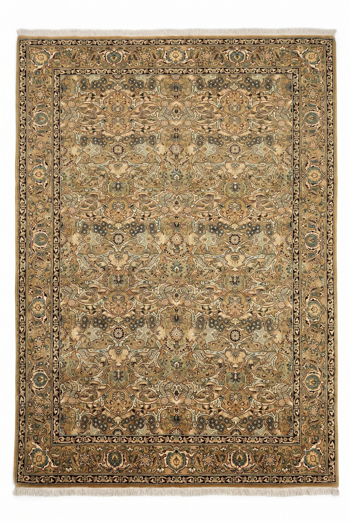 Sage &amp; Gold All-Over Herati, Hand-Knotted Pakistani Wool Rug