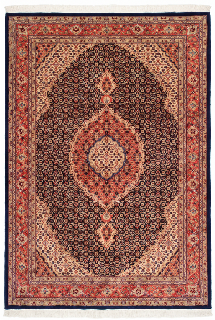 Navy Mahi Herati Medallion, Hand-Knotted Pakistani Wool Rug