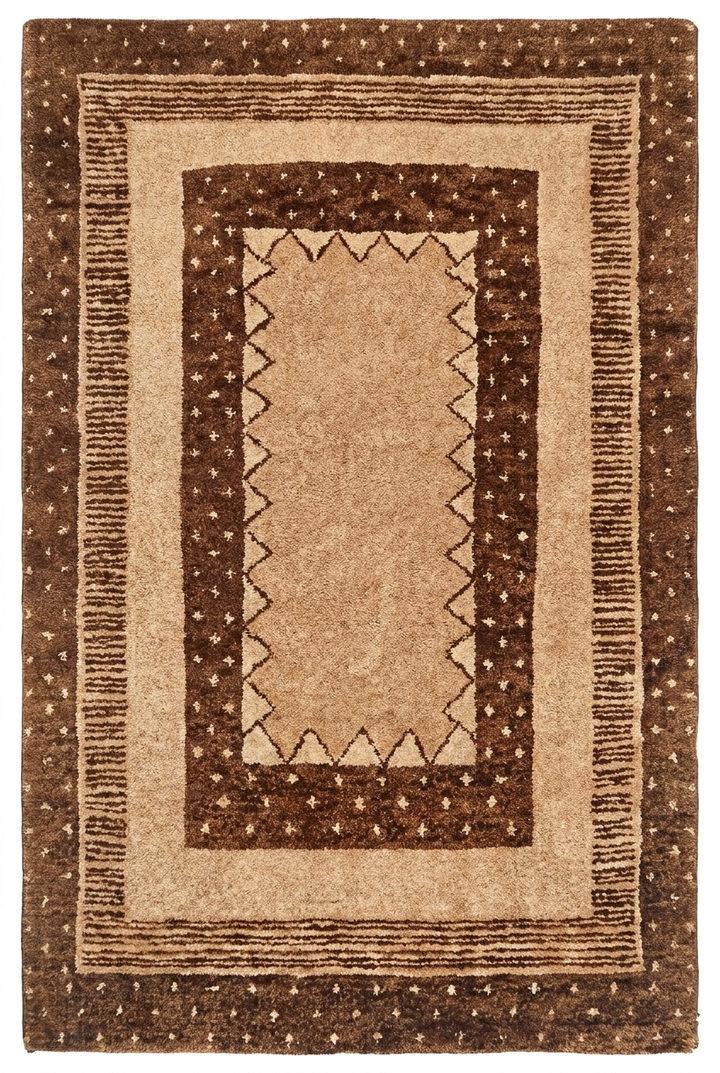 Camel &amp; Brown Gabbeh, Hand-Knotted Afghan Wool Rug