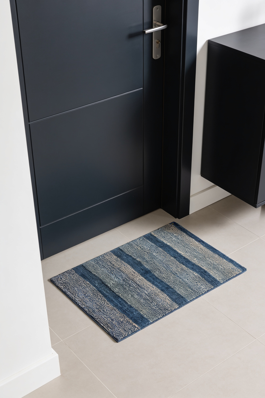 Denim Blue Stripe Gabbeh, Hand-Knotted Afghan Wool Rug
