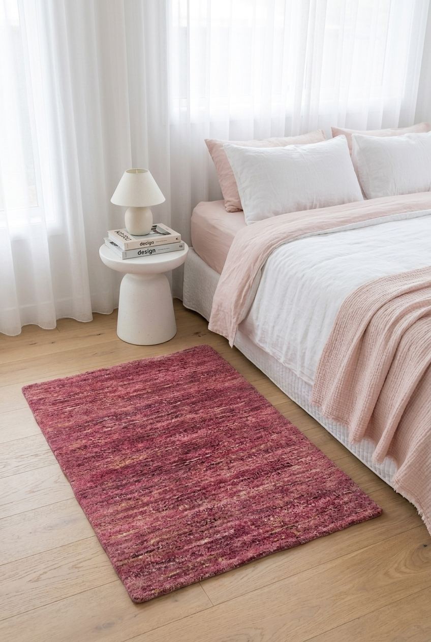 Dusty Mauve Gabbeh, Hand-Knotted Afghan Wool Rug