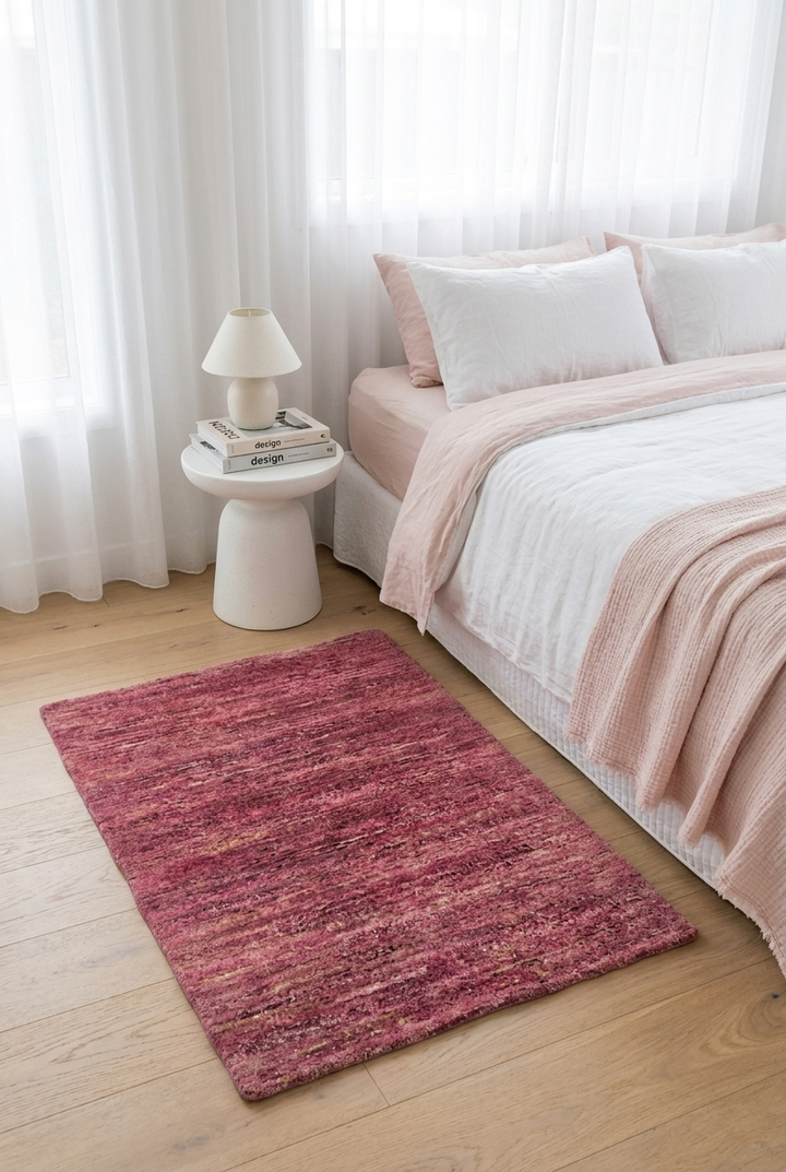 Dusty Mauve Gabbeh, Hand-Knotted Afghan Wool Rug