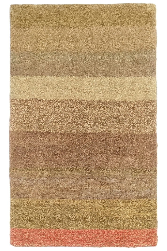 Earth &amp; Coral Stripe Gabbeh, Hand-Knotted Afghan Wool Rug