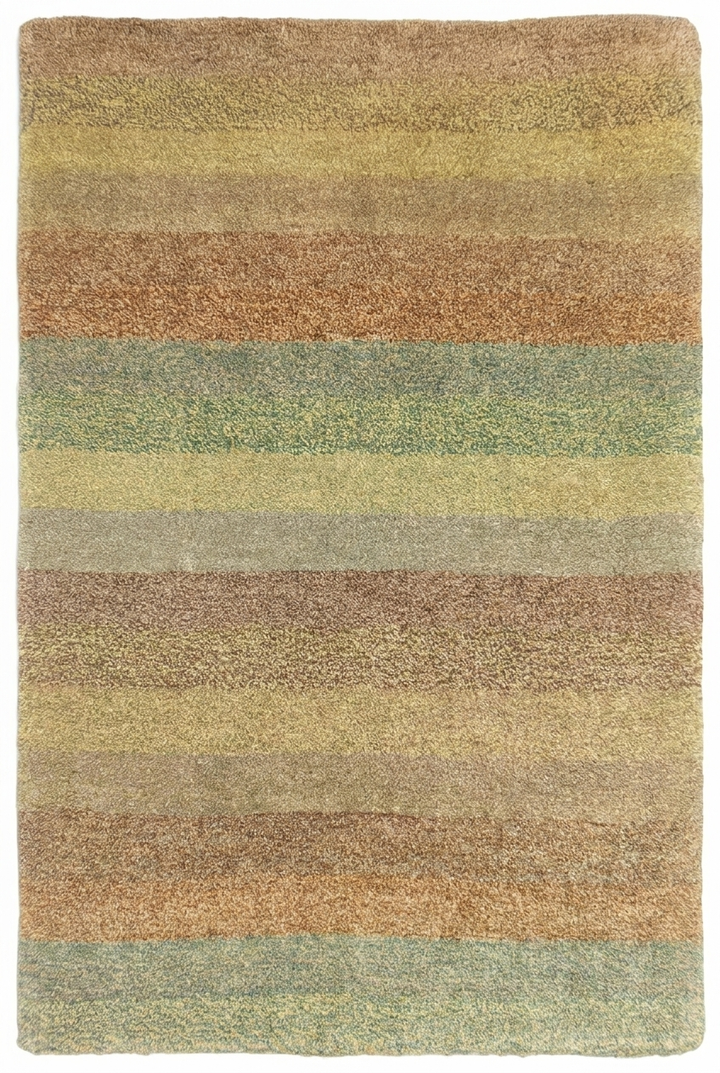 Pastel Multicolour Stripe Gabbeh, Hand-Knotted Afghan Wool Rug