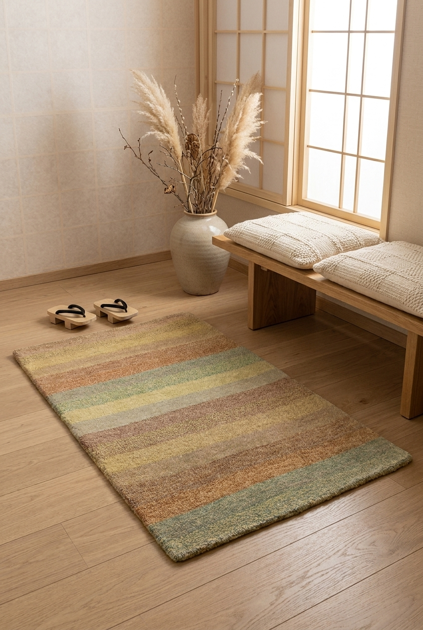 Pastel Multicolour Stripe Gabbeh, Hand-Knotted Afghan Wool Rug