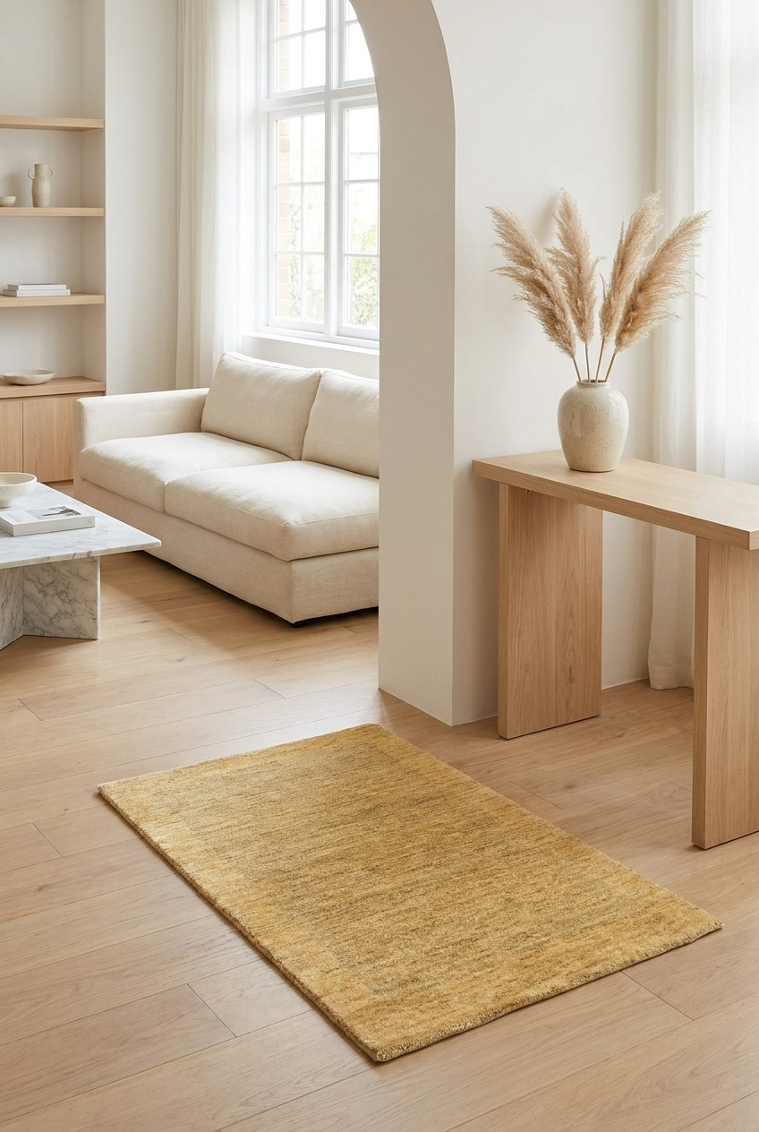 Honey Gold Gabbeh, Hand-Knotted Afghan Wool Rug