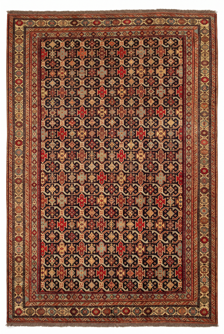 Red &amp; Indigo Chi-Chi Rug, Hand-Knotted Afghani Sherwan