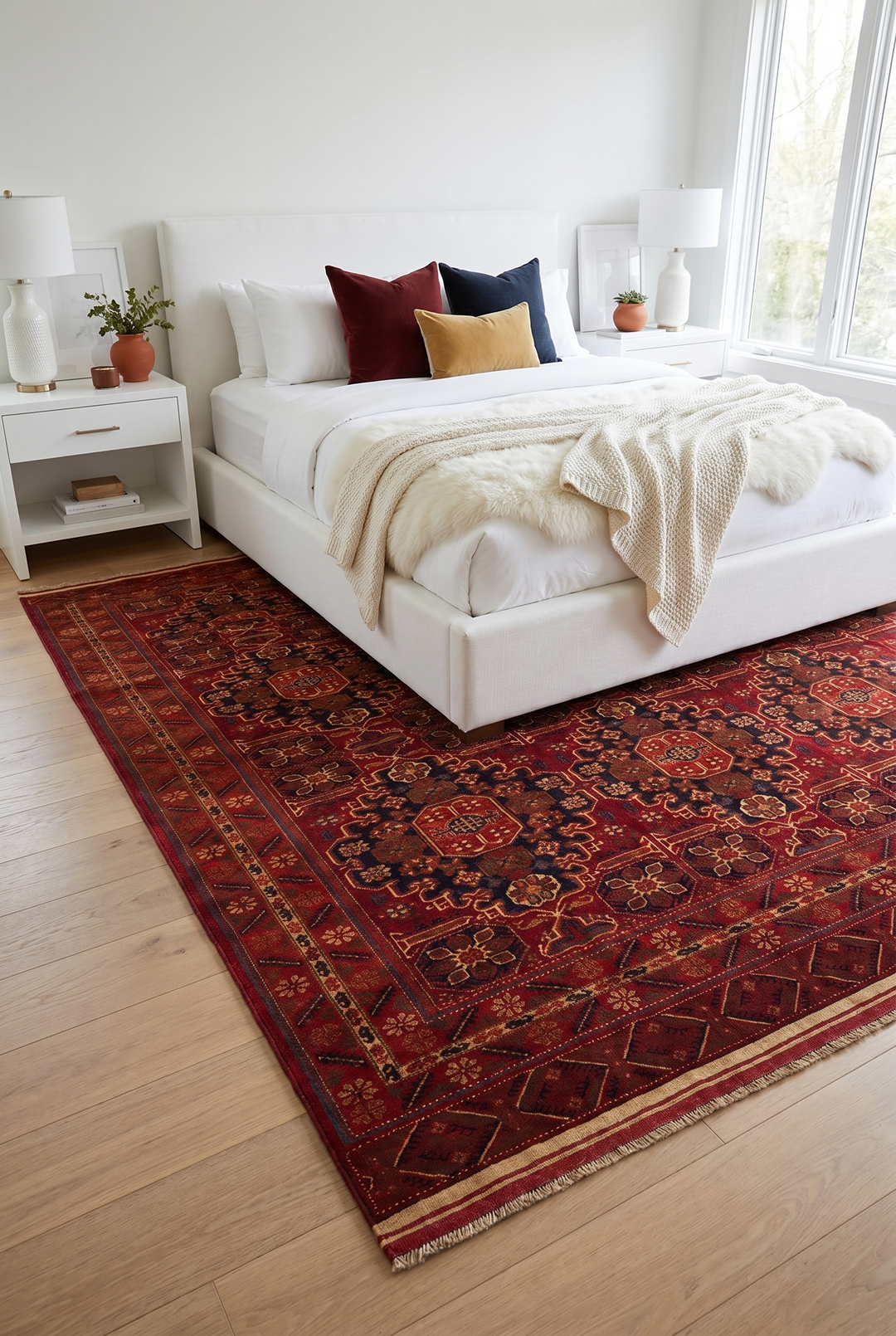 Red Ersari Turkmen Gül Rug, Hand-Knotted Afghani Sherwan