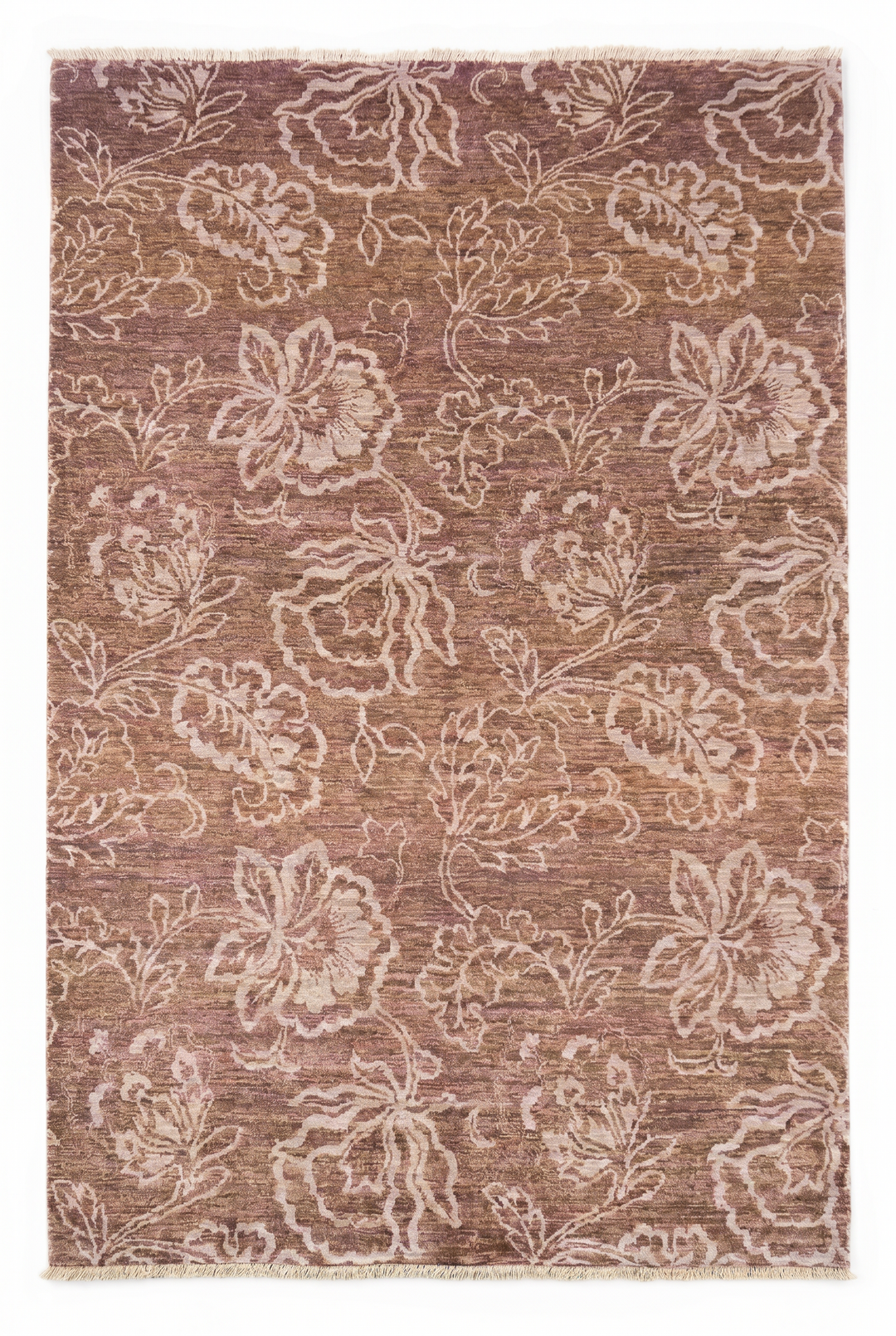 Brown Tonal Floral Gabbeh, Hand-Knotted Afghan Wool Rug