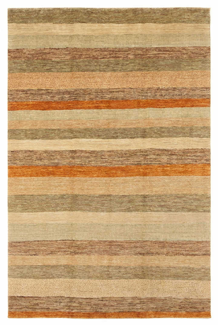Multicolour Stripe Gabbeh, Hand-Knotted Afghan Wool Rug