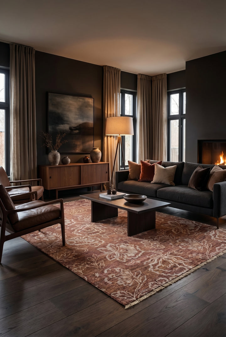 Brown Tonal Floral Gabbeh, Hand-Knotted Afghan Wool Rug
