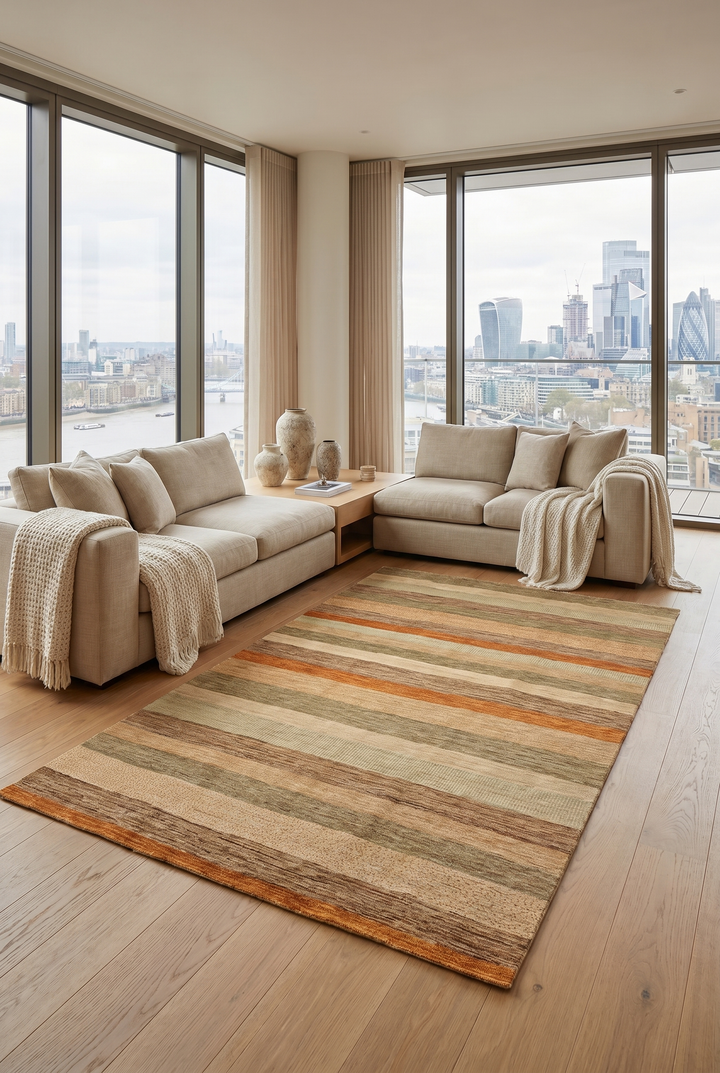 Multicolour Stripe Gabbeh, Hand-Knotted Afghan Wool Rug