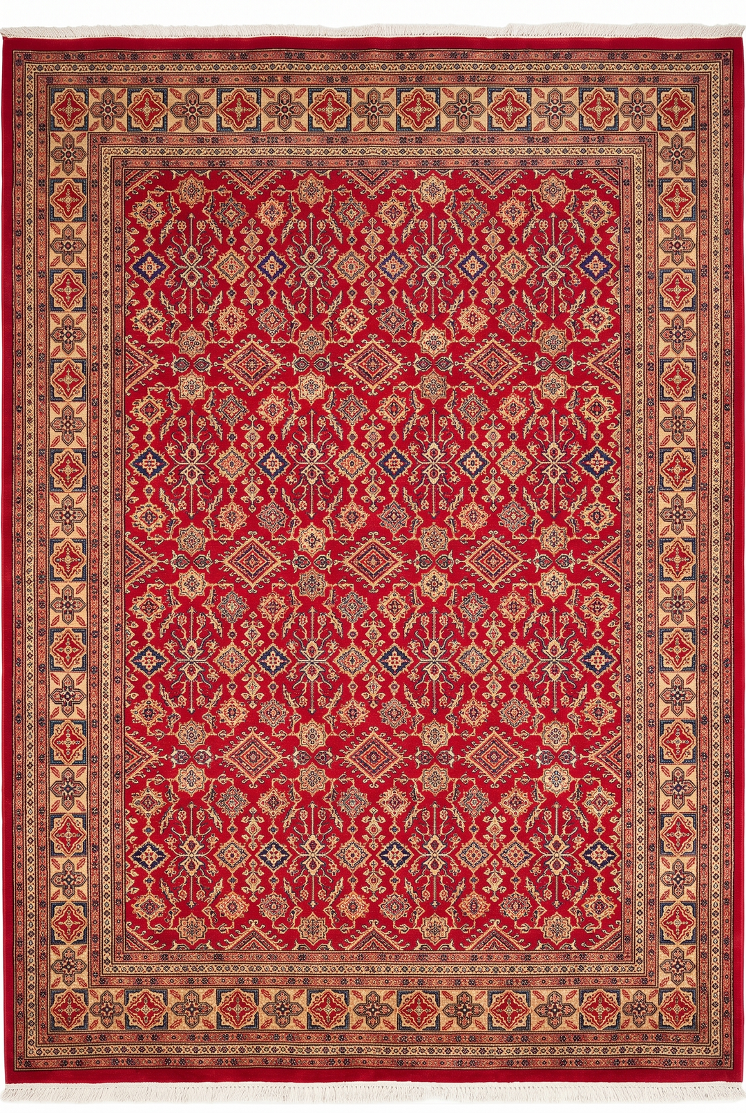 Red Pakistani Jaldar, Hand-Knotted Wool Rug