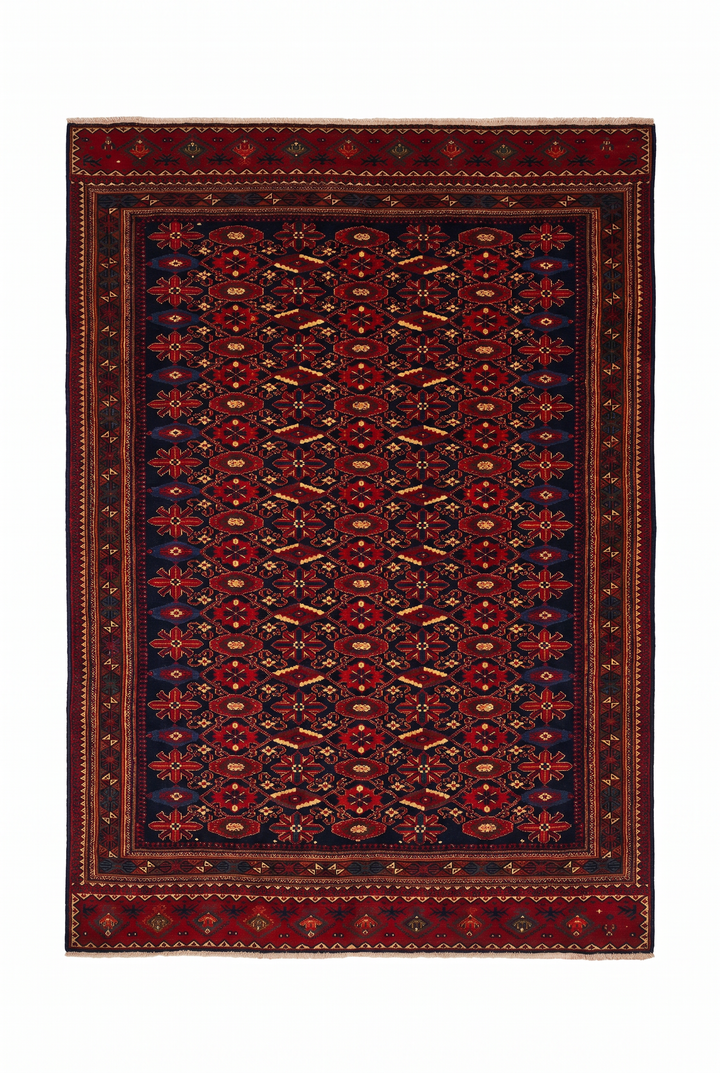Navy Tribal Pakistani Bokhara, Hand-Knotted Wool Rug
