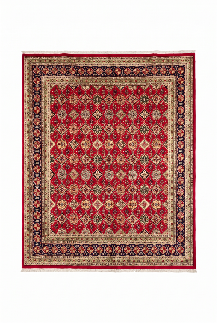 Red Gul Pakistani Bokhara, Hand-Knotted Wool Rug