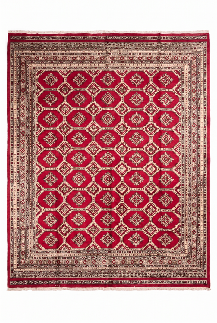 Ruby Gul Pakistani Jaldar, Hand-Knotted Wool Rug