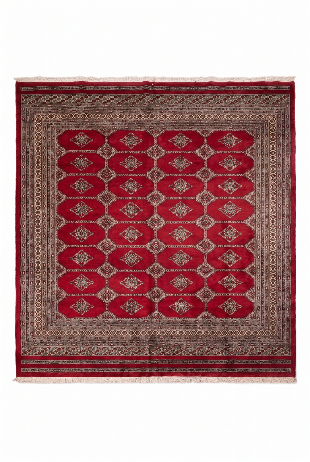 Red Gul Pakistani Jaldar, Hand-Knotted Wool Rug