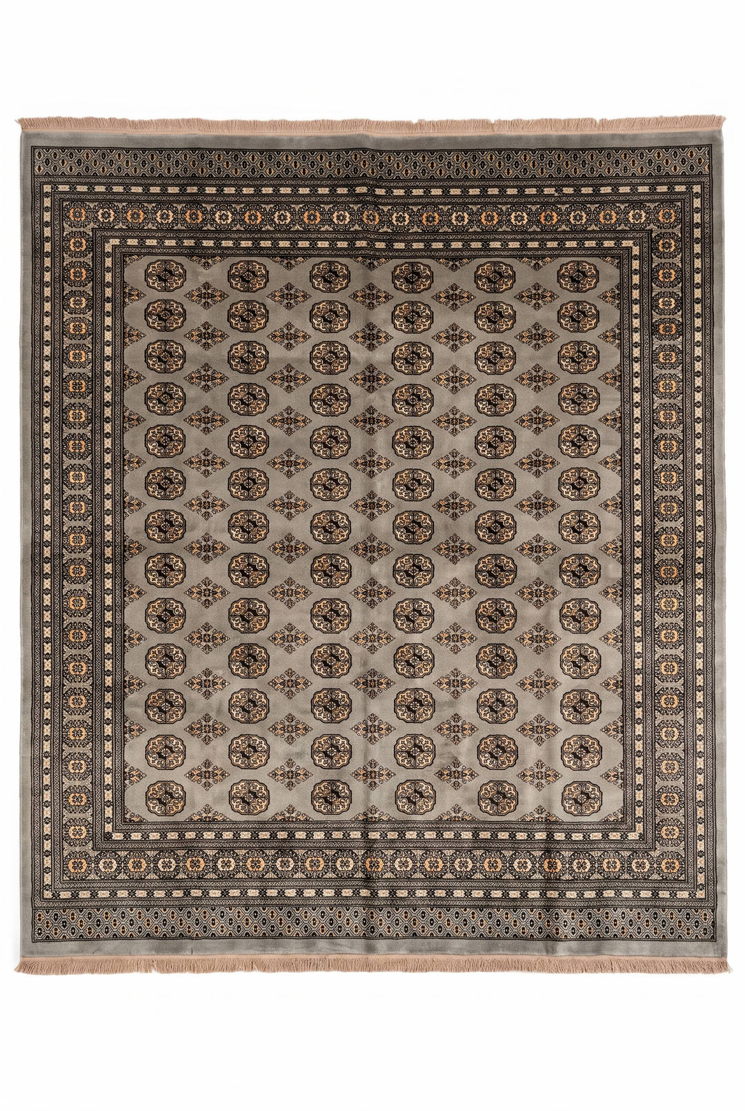 Grey Gul Pakistani Bokhara, Hand-Knotted Wool Rug