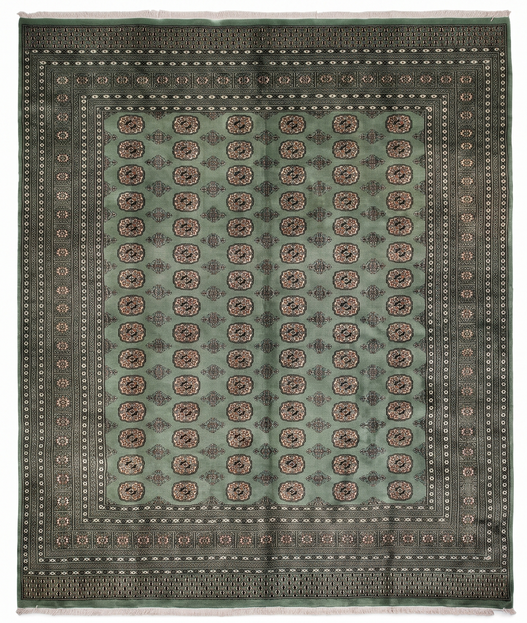 Green Gul Pakistani Bokhara, Hand-Knotted Wool &amp; Silk Rug