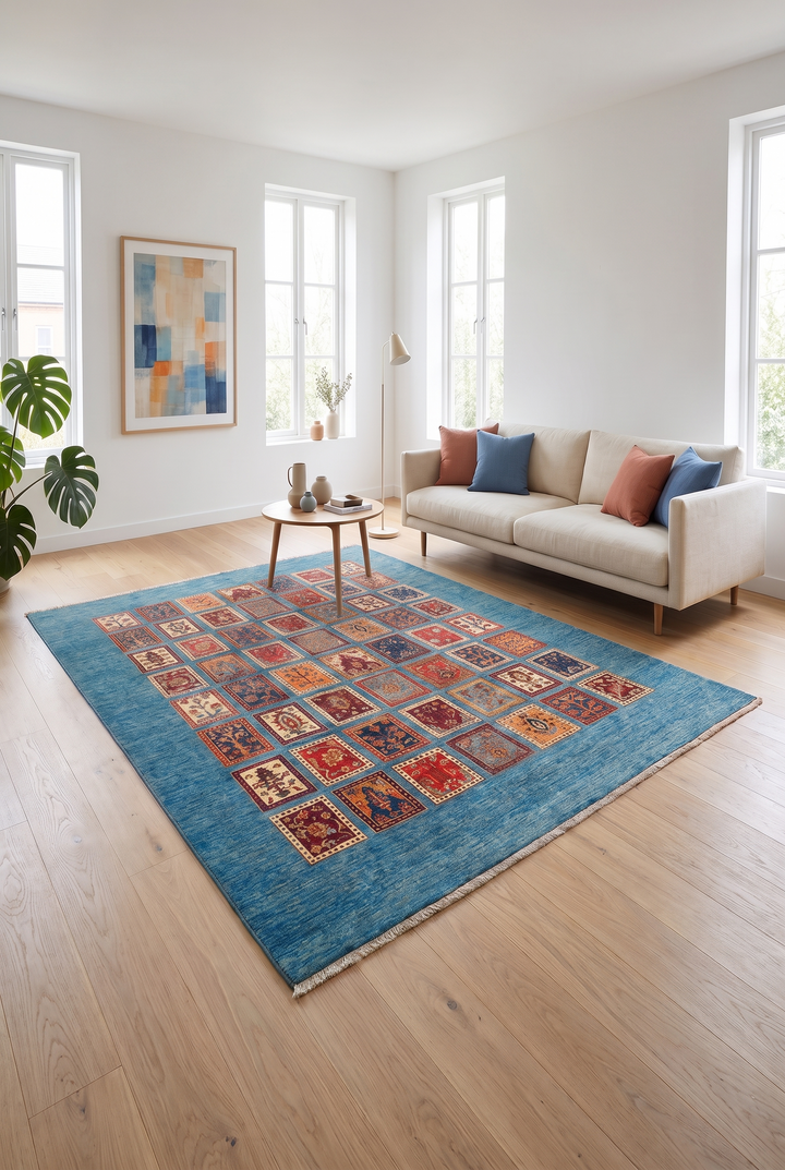 Multicolour Afghani Gabbeh, Hand-Knotted Wool &amp; Silk Rug