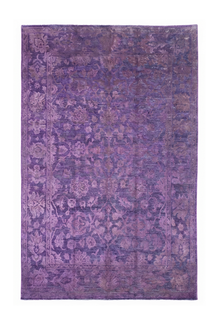 Purple Floral Ghazni, Hand-Knotted Afghan Wool &amp; Silk Rug