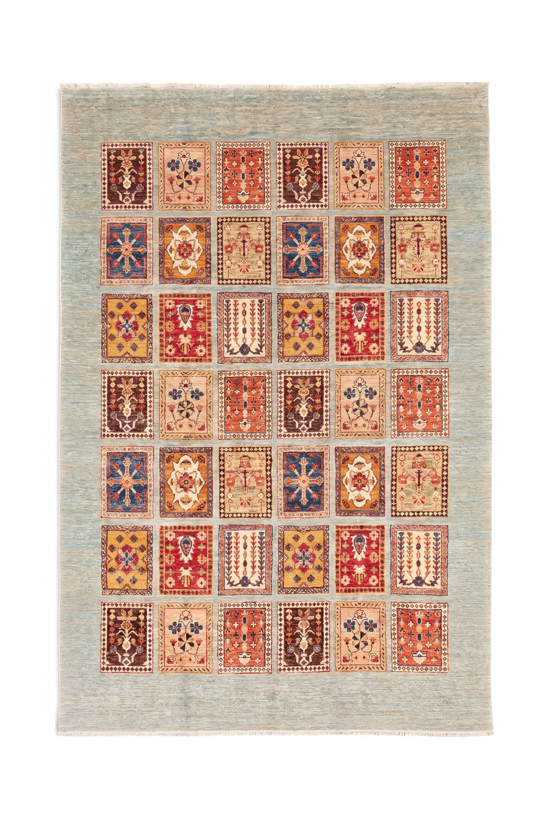 Multicolour Garden-Panel Ghazni, Hand-Knotted Afghan Wool Rug