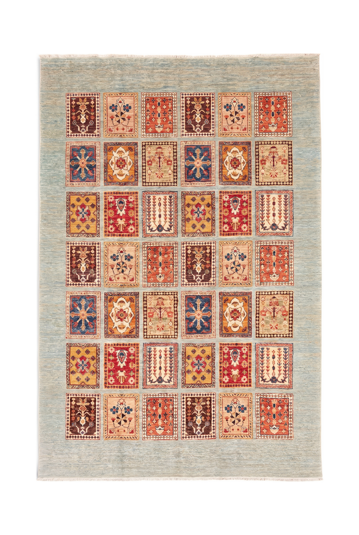 Multicolour Garden-Panel Ghazni, Hand-Knotted Afghan Wool Rug