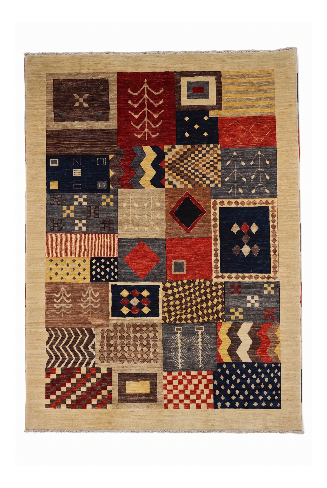 Multicolour Patchwork Ghazni, Hand-Knotted Afghan Wool Rug