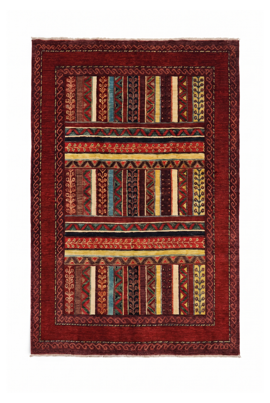 Multicolour Tribal Stripe Ghazni, Hand-Knotted Afghan Wool Rug