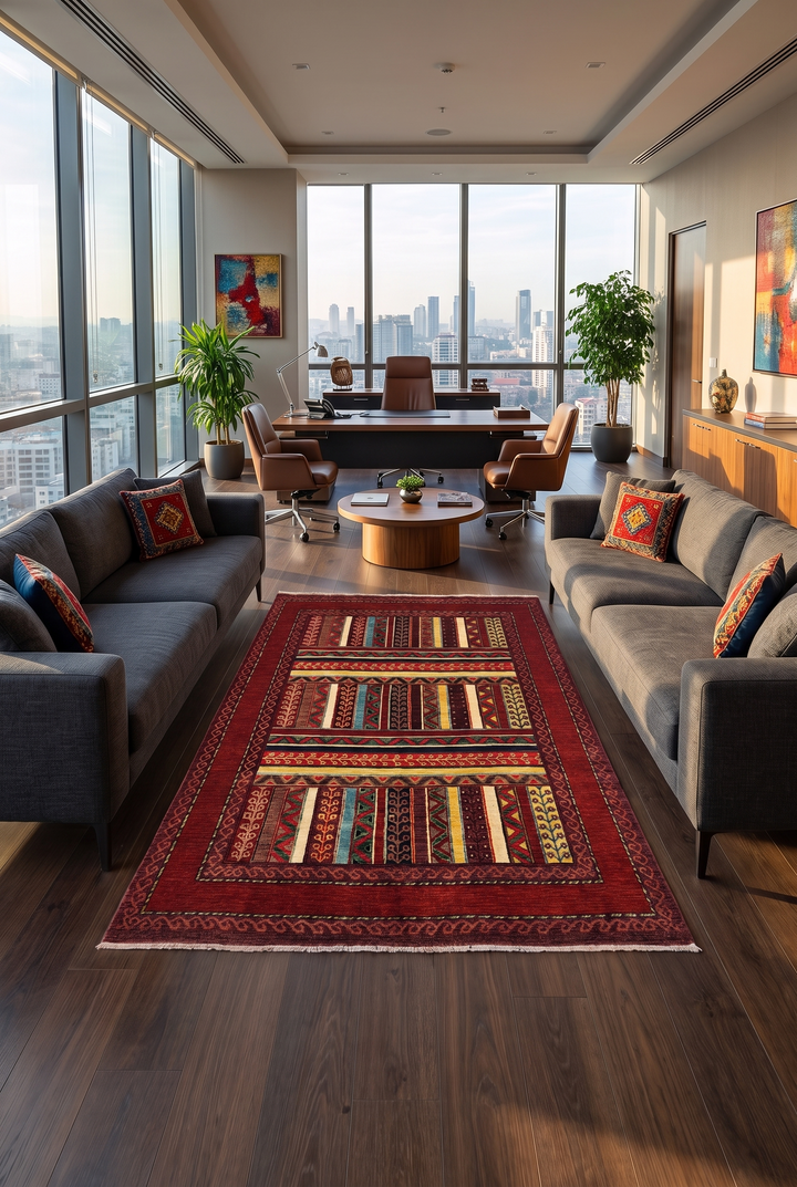 Multicolour Tribal Stripe Ghazni, Hand-Knotted Afghan Wool Rug