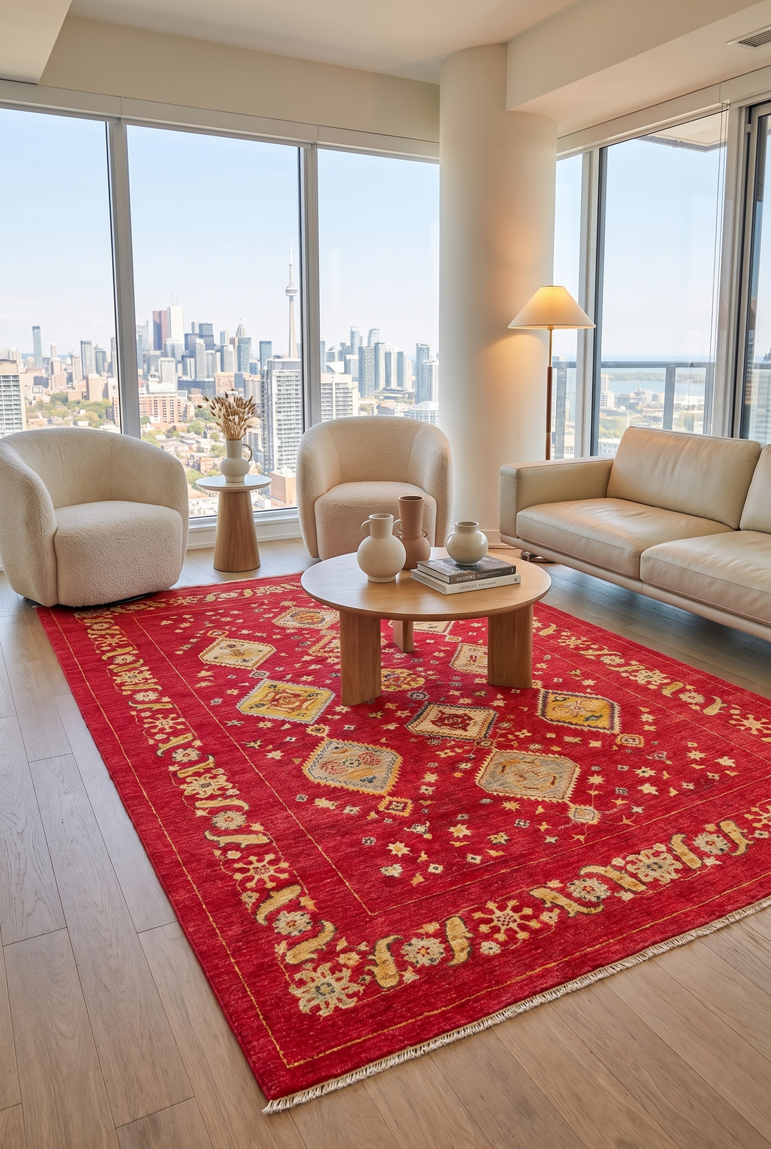 Red &amp; Gold Medallion Ghazni, Hand-Knotted Afghan Wool Rug