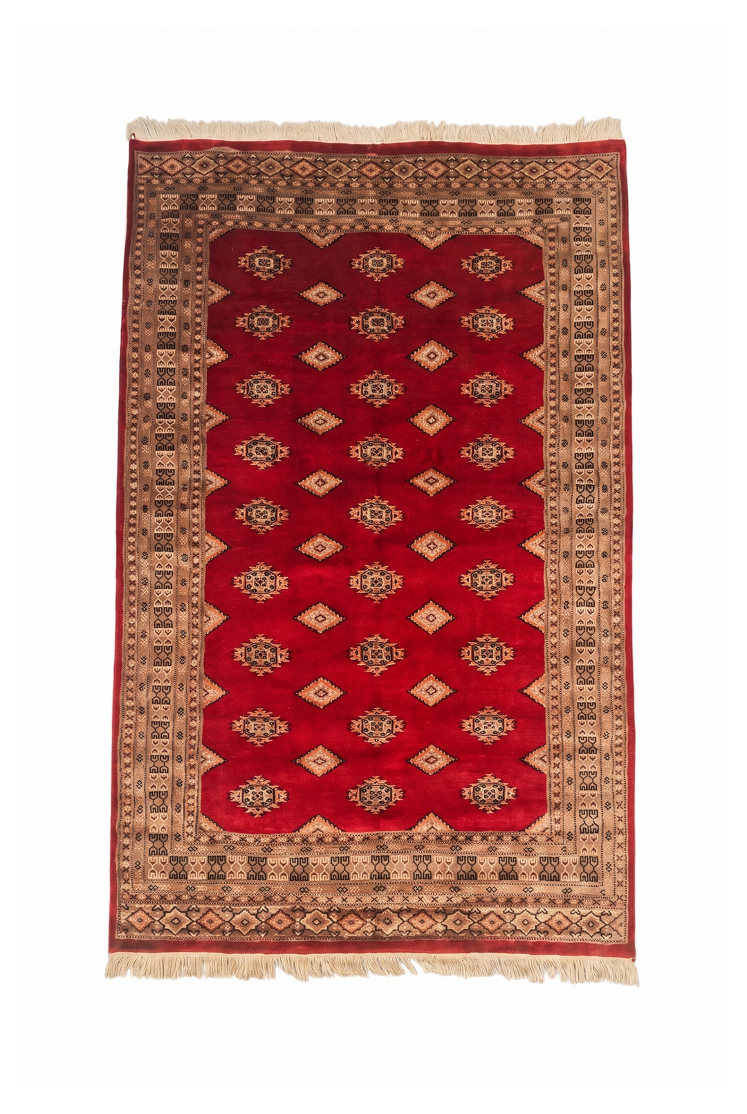 Red Diamond-Gül Jaldar Rug, Hand-Knotted Pakistani Wool &amp; Silk