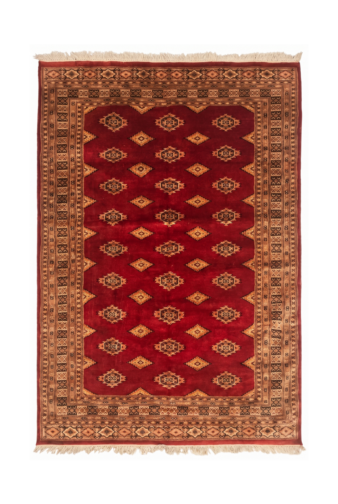 Red &amp; Gold Diamond Gül Jaldar Rug, Hand-Knotted Pakistani Wool &amp; Silk