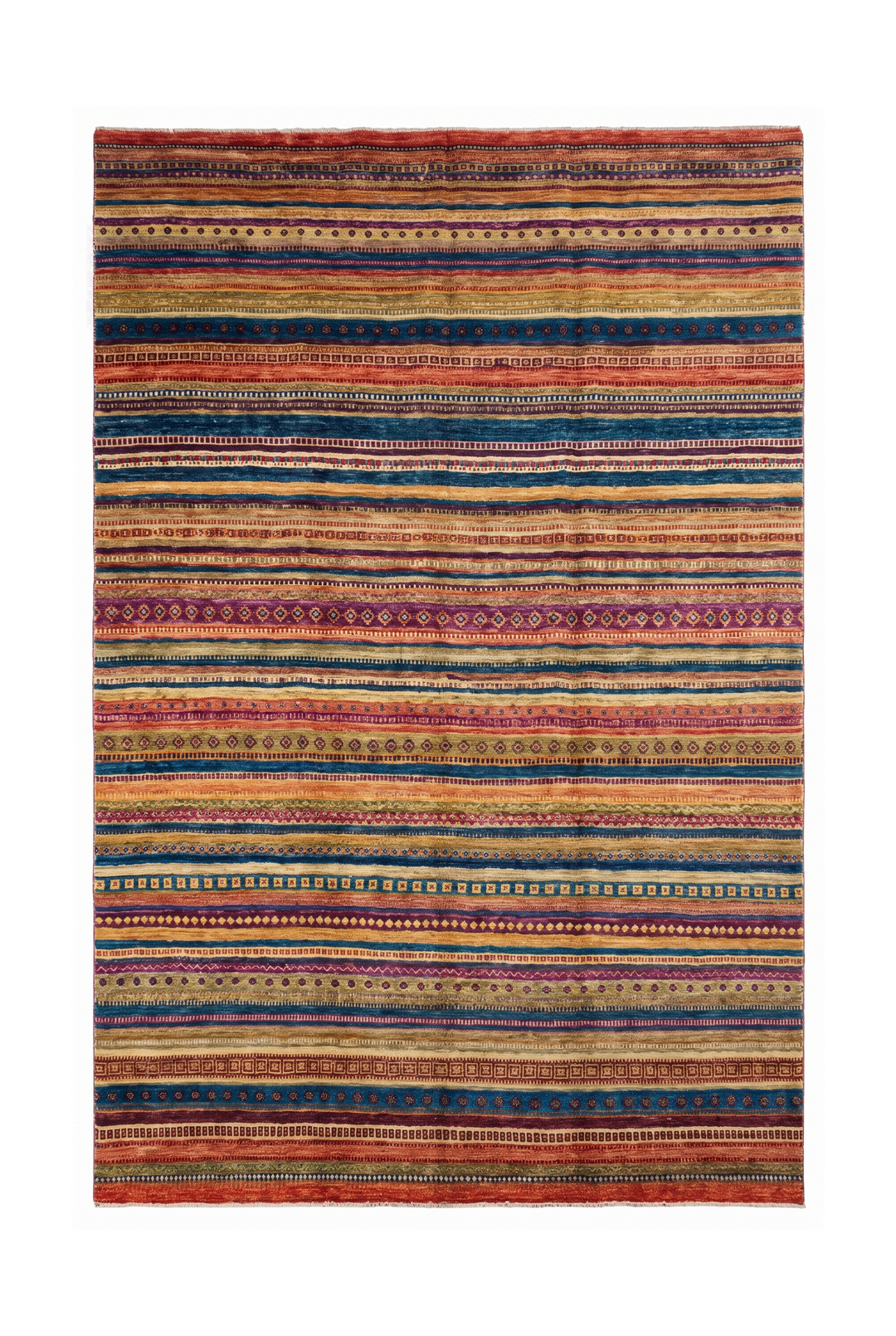 Multicolour Tribal Stripe Ghazni, Hand-Knotted Afghan Wool Rug