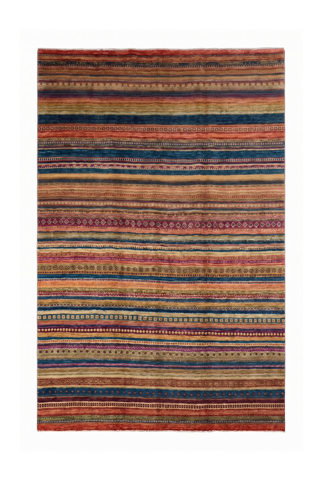 Multicolour Tribal Stripe Ghazni, Hand-Knotted Afghan Wool Rug