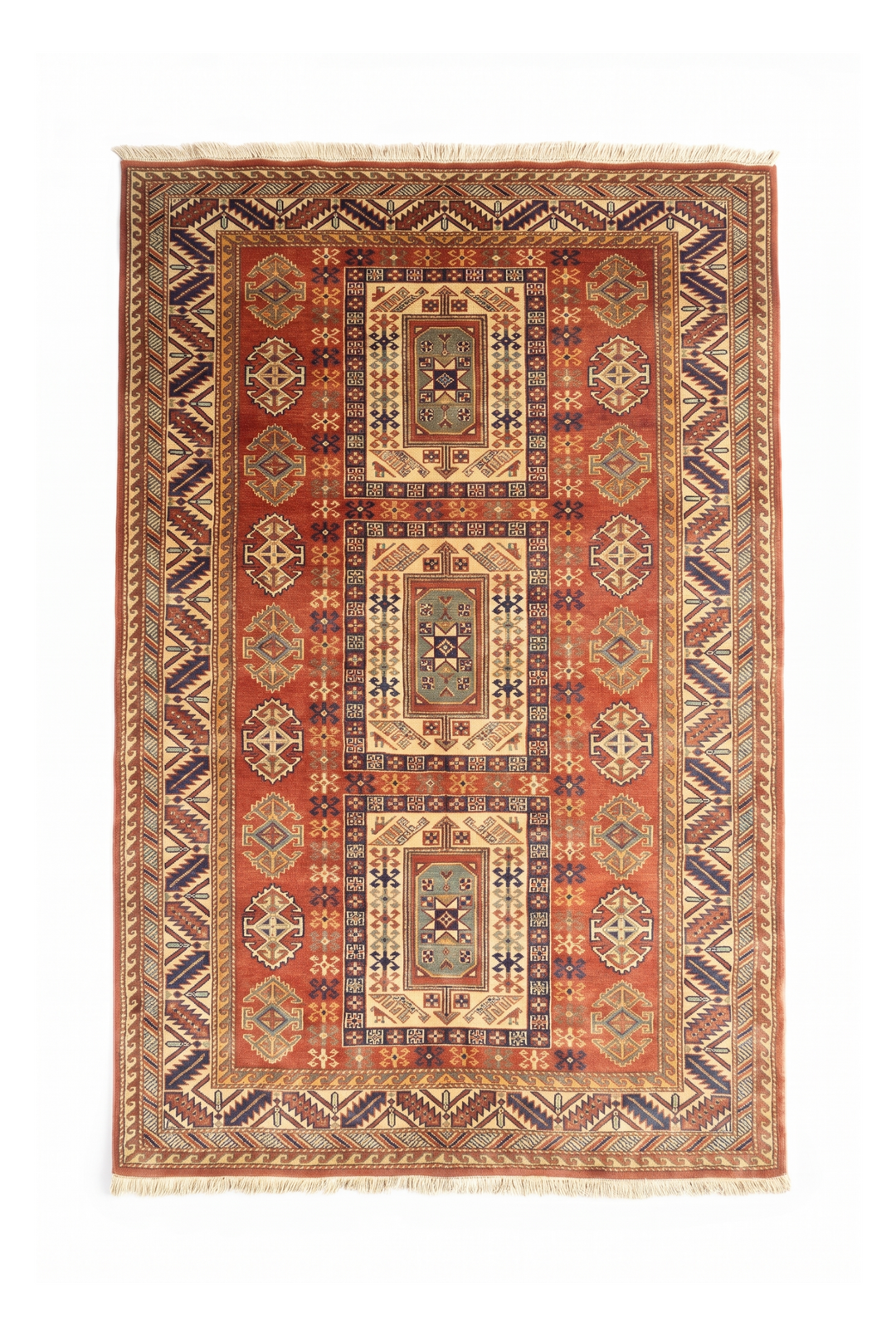 Multicolour Tribal Medallion Rug, Hand-Knotted Afghani Sherwan