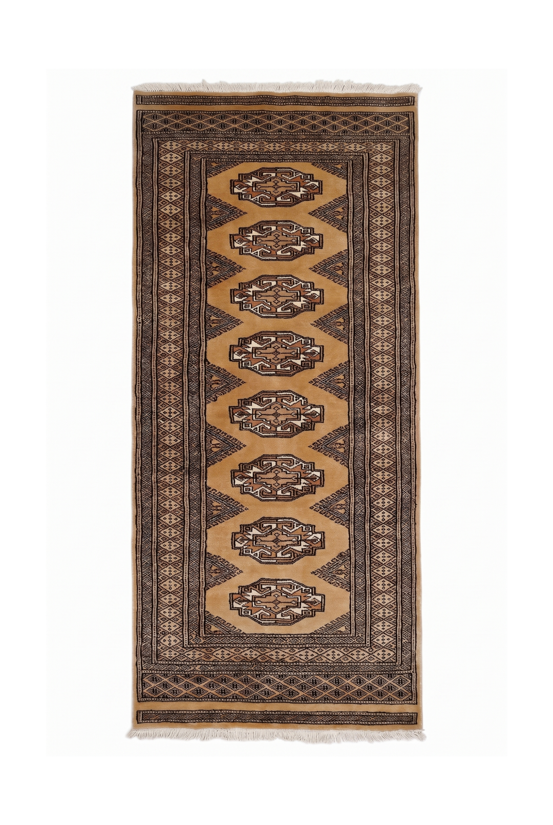 Golden Tan and Beige Yamoud Rug, Hand-Knotted Wool