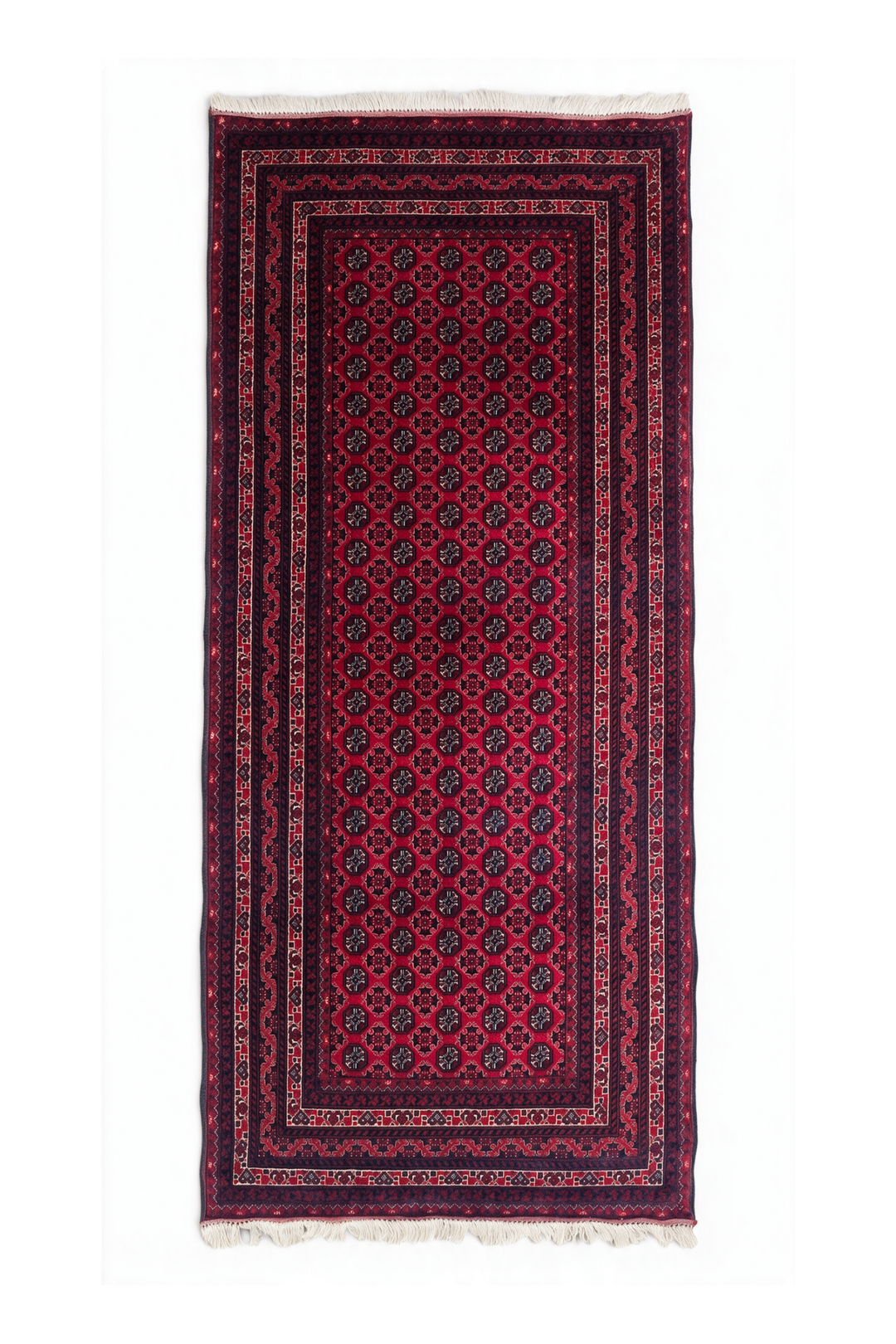 Deep Red Khan Muhammadi Rug, Hand-Knotted Wool