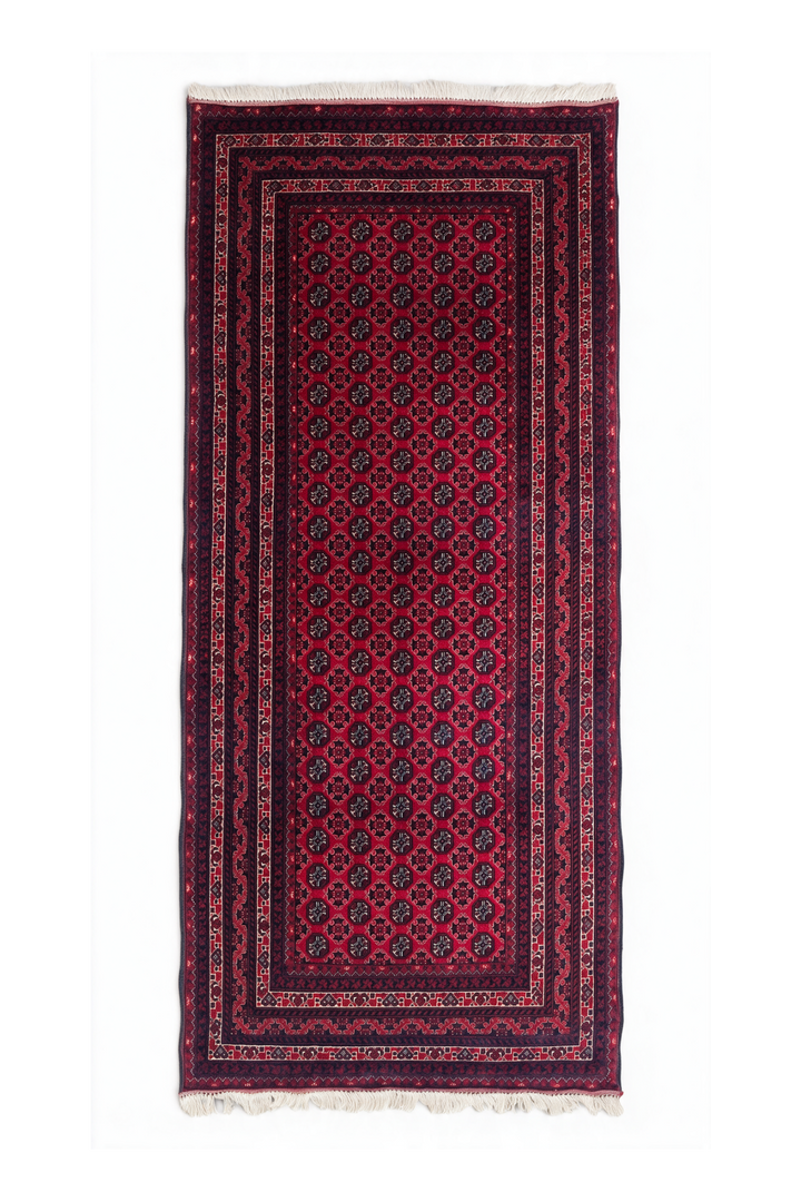 Deep Red Khan Muhammadi Rug, Hand-Knotted Wool