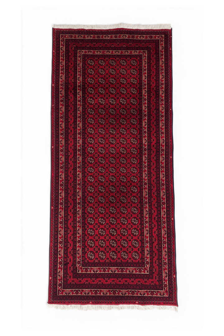 Deep Red Turkmen Gül Khan Muhammadi Rug, Hand-Knotted Wool