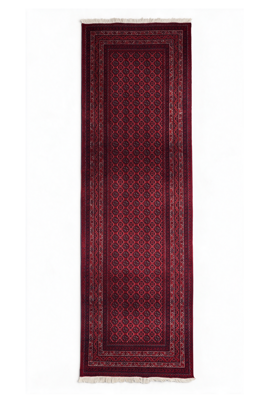 Deep Red Turkmen Gül Khan Muhammadi Runner, Hand-Knotted Wool