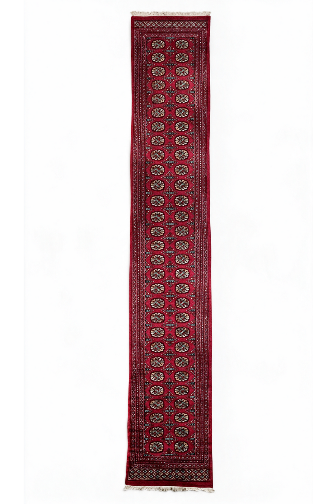 Wine Red Turkmen Gül Bokhara Rug, Hand-Knotted Wool