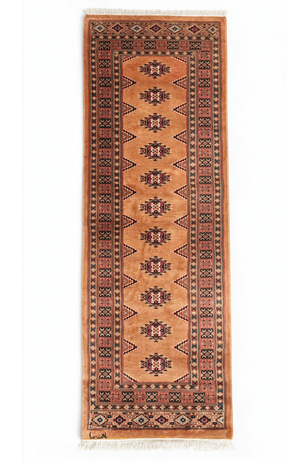 Apricot and Rose Yamoud Gül, Hand-Knotted Wool and Silk Rug