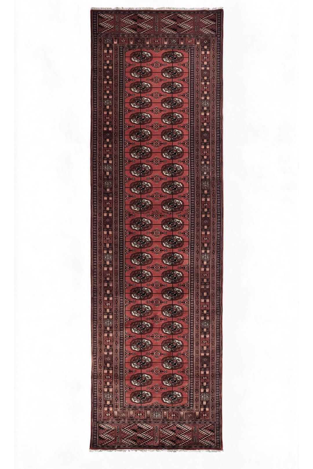 Brick Red and Ivory Turkmen Gül Bokhara, Hand-Knotted Sherwan