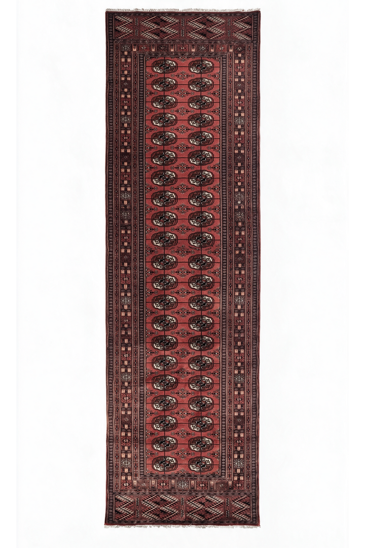 Brick Red and Ivory Turkmen Gül Bokhara, Hand-Knotted Sherwan