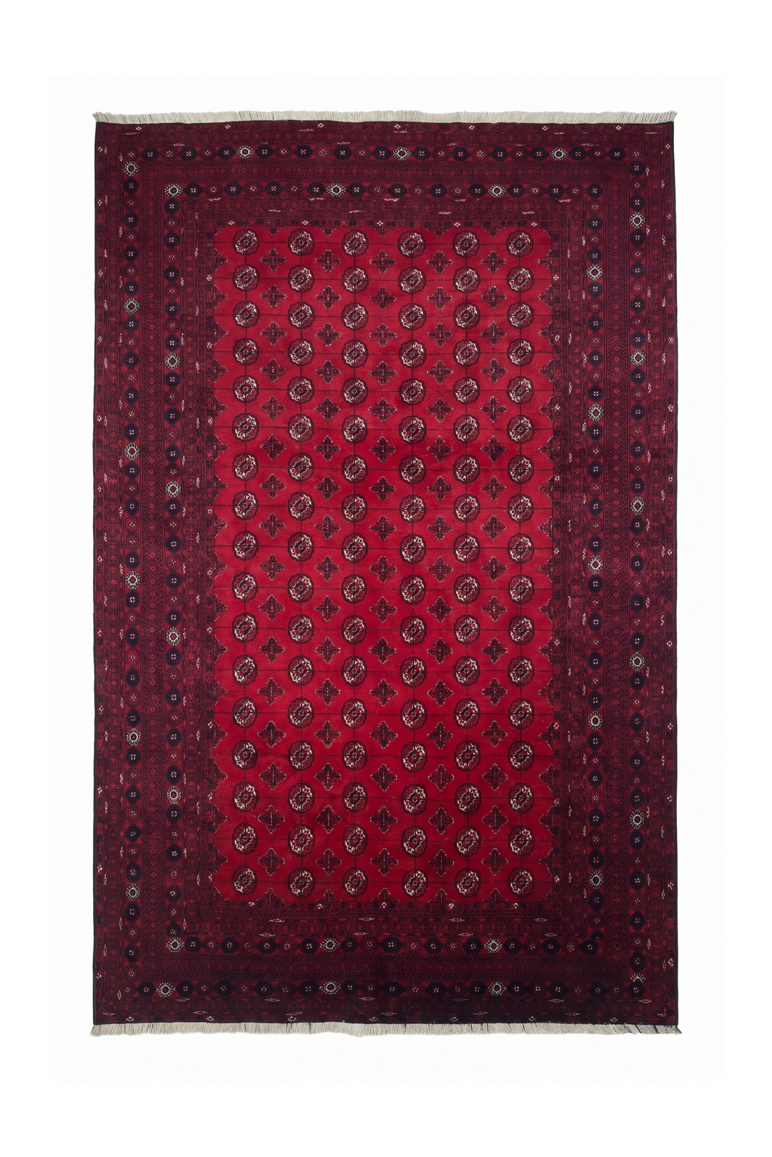 Wine Red Turkmen Gül Rug, Hand-Knotted Sherwan