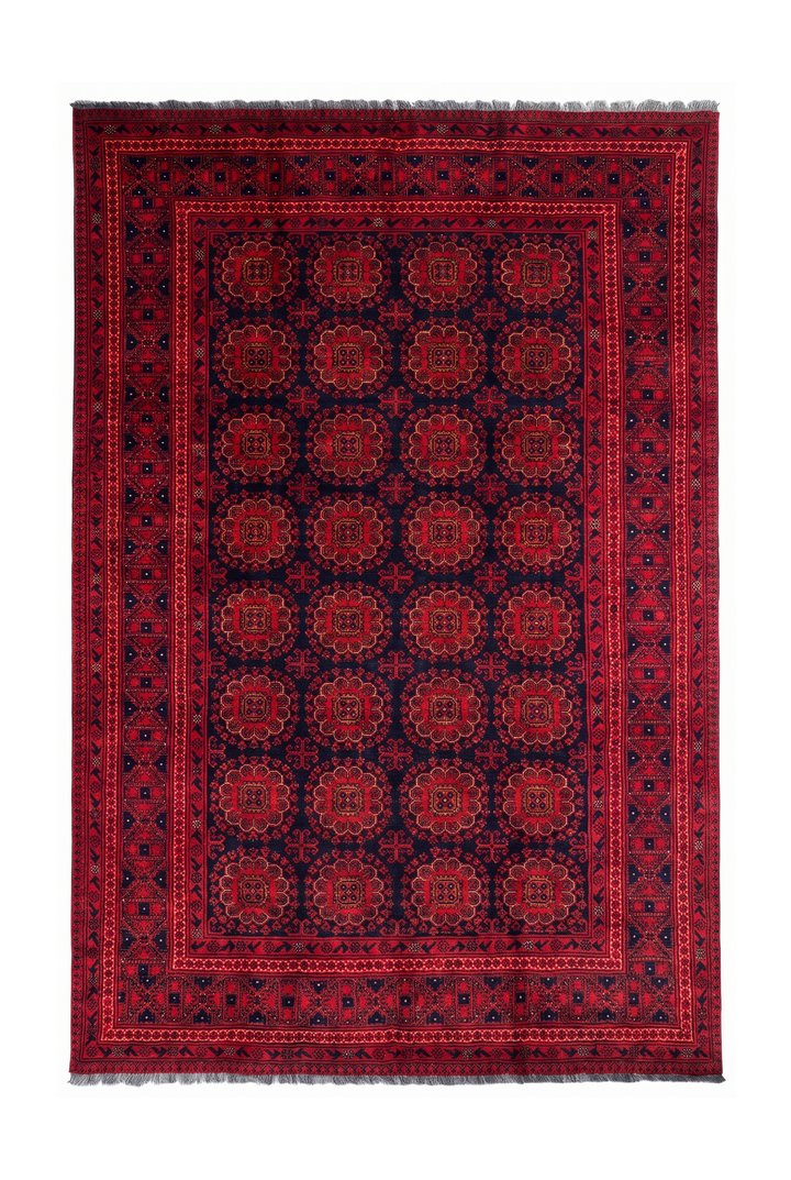 Wine Red Bashiri Rug, Hand-Knotted Wool