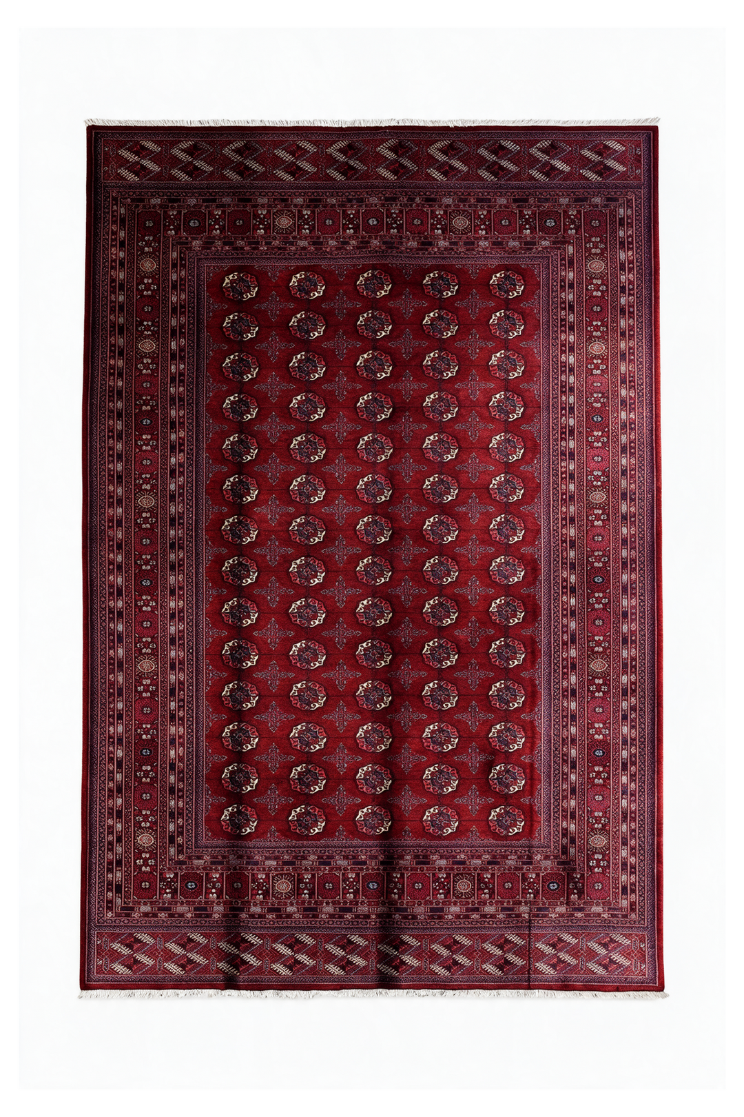 Wine Red Turkmen Gül Bokhara, Hand-Knotted Sherwan