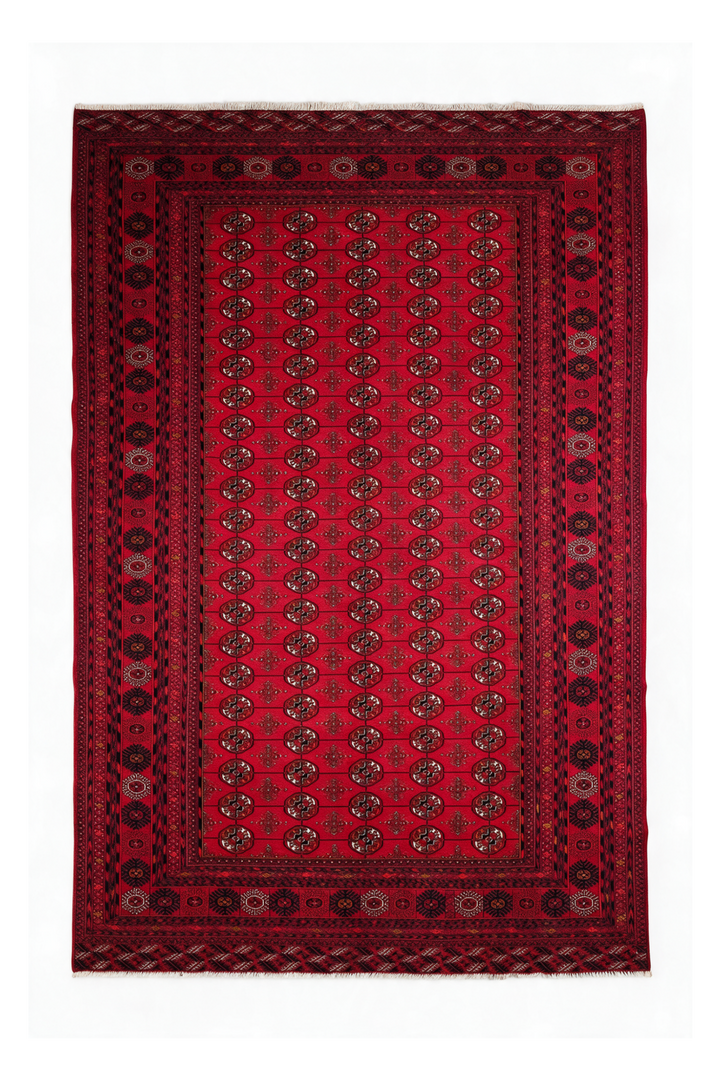 Ruby Red Turkmen Gül Khal Mohammadi Rug, Hand-Knotted Wool